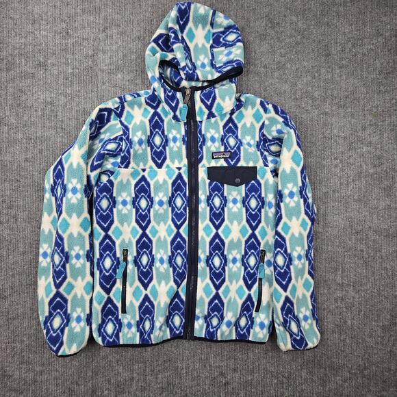 Patagonia Synchilla Hoodie Jacket Womens Medium Fleece Full Zip Aztec Outdoors - Picture 1 of 6
